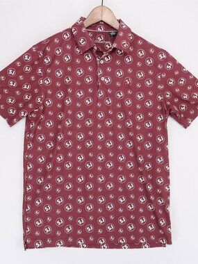 Swing Juice Golf Polo Shirt Mens Medium Maroon Logo AOP Short Sleeve